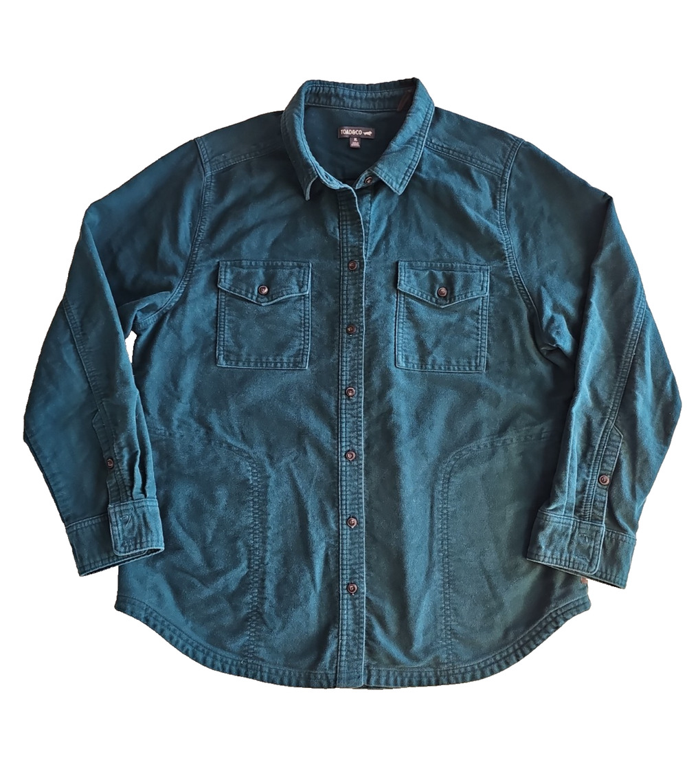 Toad&Co Morrison LS Shirt Womens XL Teal Organic Cotton Button Up